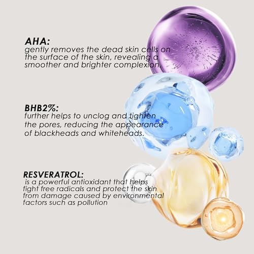 AA almoes ALMOES Face Exfoliant Serum with AHA and 2% BHB to Remove Blackheads, Face Exfoliator for Tone and Texture,Pore Minimizer,Exfoliating Face Serum with Liquorice Root,Antioxidant,Smoothes Skin