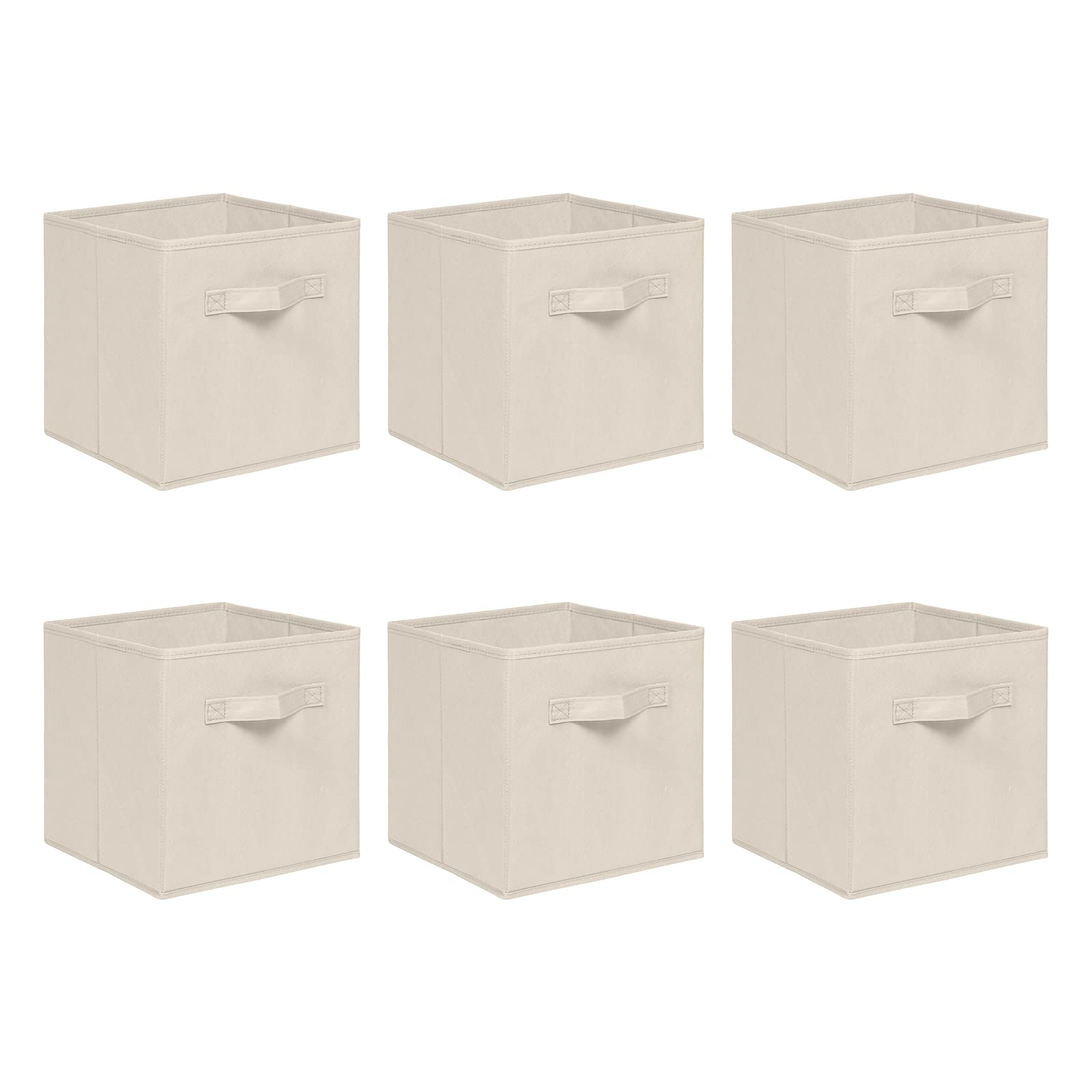 NICEME Foldable Cube Storage Unit Boxes, Non-Woven Fabric Storage Boxes Set, Clothes Drawers for Shelves, 26.5x26.5x28 cm (Beige/Cream, Set of 6)