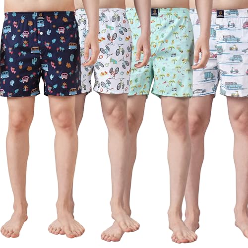 Image of Urban Scottish Ultra-Comfortable Men's Boxer Pants (Pack of 4), 100% Cotton with Stylish Print, Soft & Stretchy Elastic Waist Band, Dynamic Movement & Hardwearing Stitching,Breathable Gentle Snug Fit