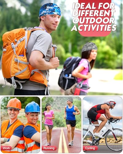 Image of 9 Pcs Cooling Skull Cap Camo Liner Sweat Wicking Lightweight Cycling Cap Running Hat for Men Women