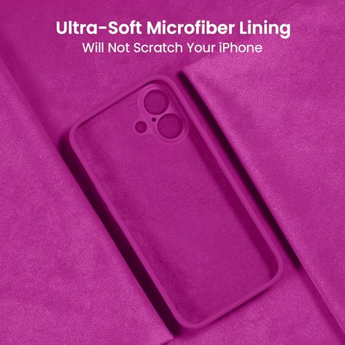 Image of FireNova Designed for iPhone 16 Case, Silicone Upgraded [Camera Protection] Phone Case, Soft Anti-Scratch Microfiber Lining Inside, 6.1 inch, Dark Fuchsia