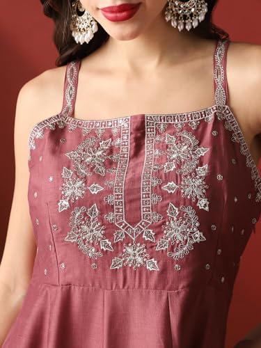 Image of Globus Women Kurta Set (GS578843 Maroon S)