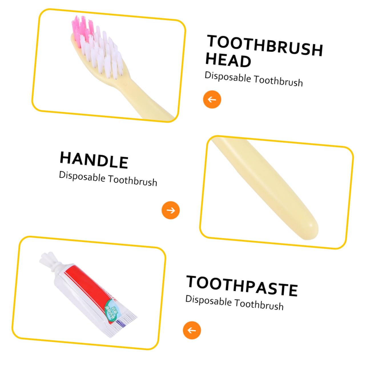 Kit Spazzolini Usa e Getta 100 Pezzi con Dentifricio Piccolo da Viaggio in Plastica, Confezionati Singolarmente per Hotel e Uscite, Portatili e Monouso Stile Casuale
