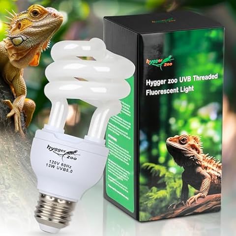 Hygger zoo UVB Bulb for Reptiles, 5.0 13W UVA UVB Light Reptile Light Bulb, UVB Light for Rainforest Reptiles, Reptile Light Bulb for Crowned Chameleon, Green Lguana, Tree Frog, Ball Python Cover