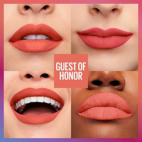 Image of MAYBELLINE New York Super Stay Matte Ink Liquid Lipstick, Transfer-Proof, Long-Lasting, Limited-Edition Birthday-Cake-Scented Shades, Guest of Honor, 0.17 Fl Oz