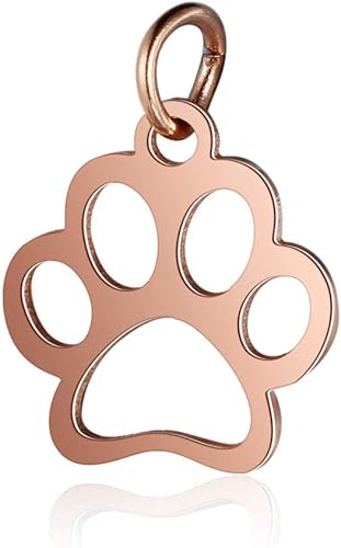 Miniatura 3 de 10 colgantes de acero inoxidable con diseño de huella de perro, diseño de huella de animales, para hacer joyas