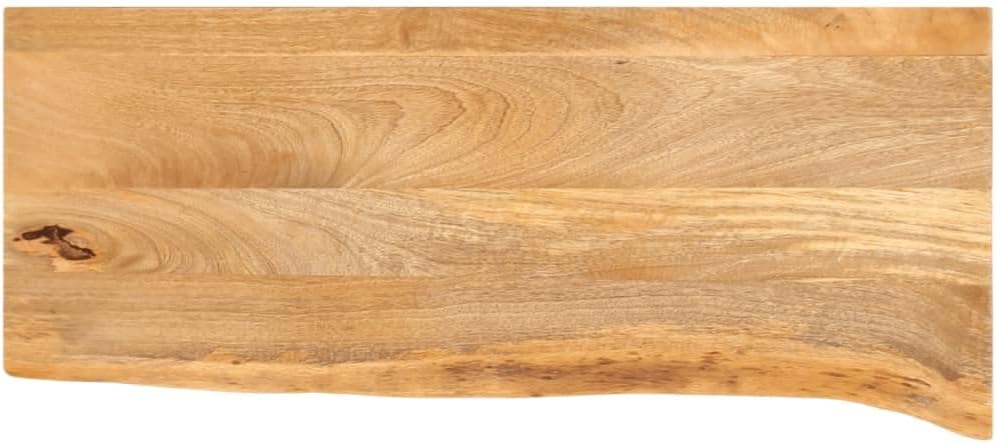 Solid Mango Wood Table Top, 27.6 x 8 Inch Live Edge Wood Slab, Rustic Natural Rectangular Wooden Countertop for DIY Dining Table, Home Decor, Brown