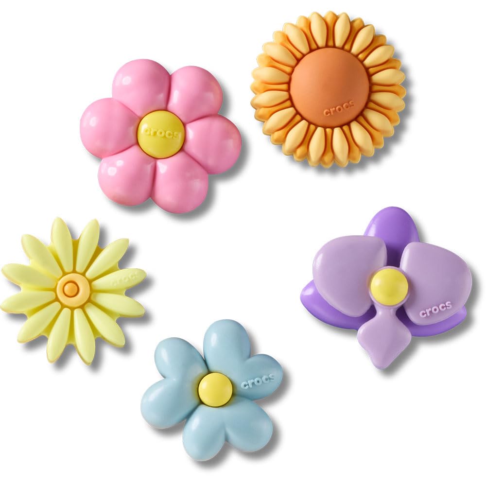 Crocs Unisex Jibbitz Charms, Puffy Flowers 5 Pack