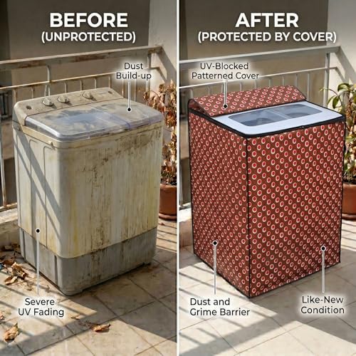 Image of DREAM CARE Waterproof & Dustproof Washing Machine Cover Top Load & Semi Automatic Suitable for 7 kg, 7.2 kg, 7.5 kg (83 x 95 x 51 cms)