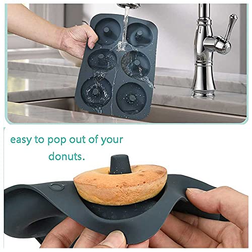 Large Silicone Doughnut Mould 6 Cavity Mold Non-Stick Doughnut Tray Donut Pan Baking Mould Bakeware Baking Mould Tray for Muffins or Cupcakes Bakeware - Image 4