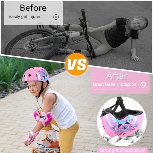 Image of Kids Bike Helmet Adjustable Youth Toddler Helmet with DIY Stickers for Girls Age 3-5-8-14 Years for Bicycle Scooter Skateboard Roller Skating
