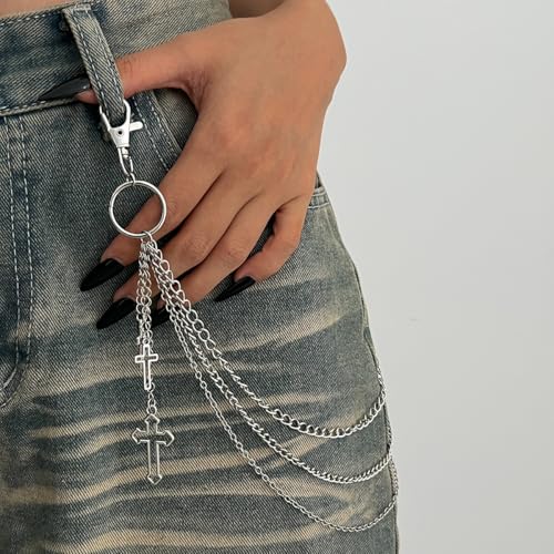 Fashion Layered Pants Wallet Chains Exquisite Gold Silver Cross Jean Pocket Chain - image 2