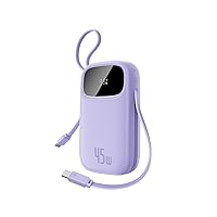 Baseus Powerbank 45W 20000mAh con 2 Cavi USB-C Integrati, Ricarica Rapida Power Bank PD3,0 QC4,0