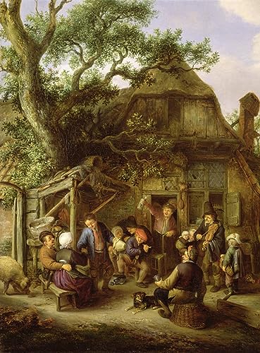 Pintura murales decor en lienzo de Campesinos felices, arte vintage de 60x90cm