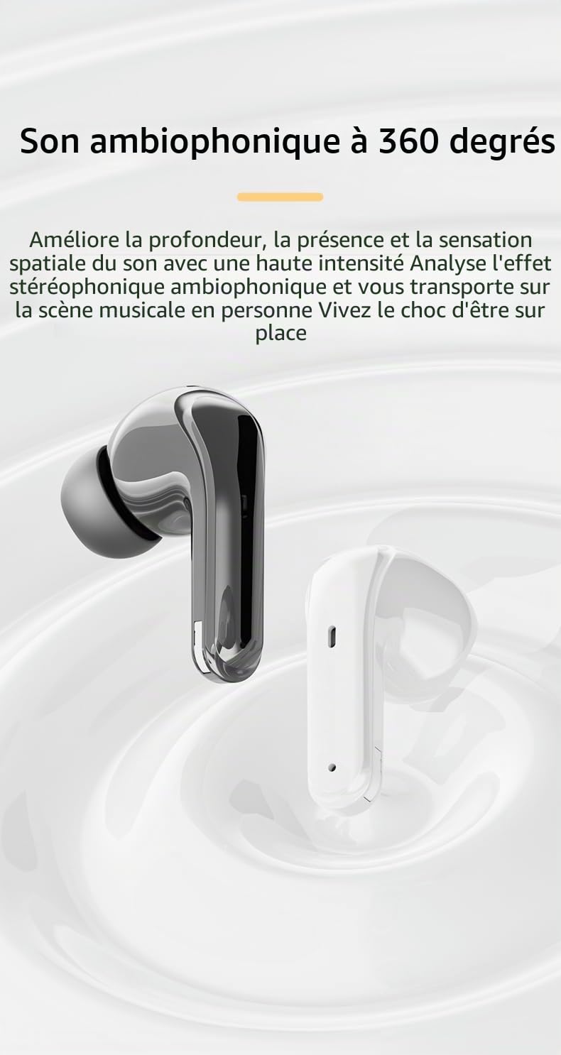Casques doubles sans fil - 4 en 1 boîte de recharge double 80 H - Casques Bluetooth - Écouteurs Bluetooth - Écouteurs - Bracelet magnétique cadeau