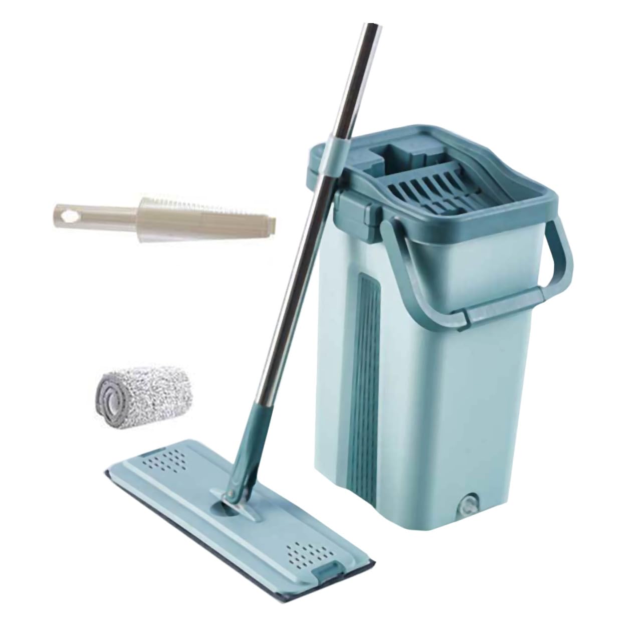 Mop senza Mani Secchio, Set Pulizia Pavimenti in Microfibra