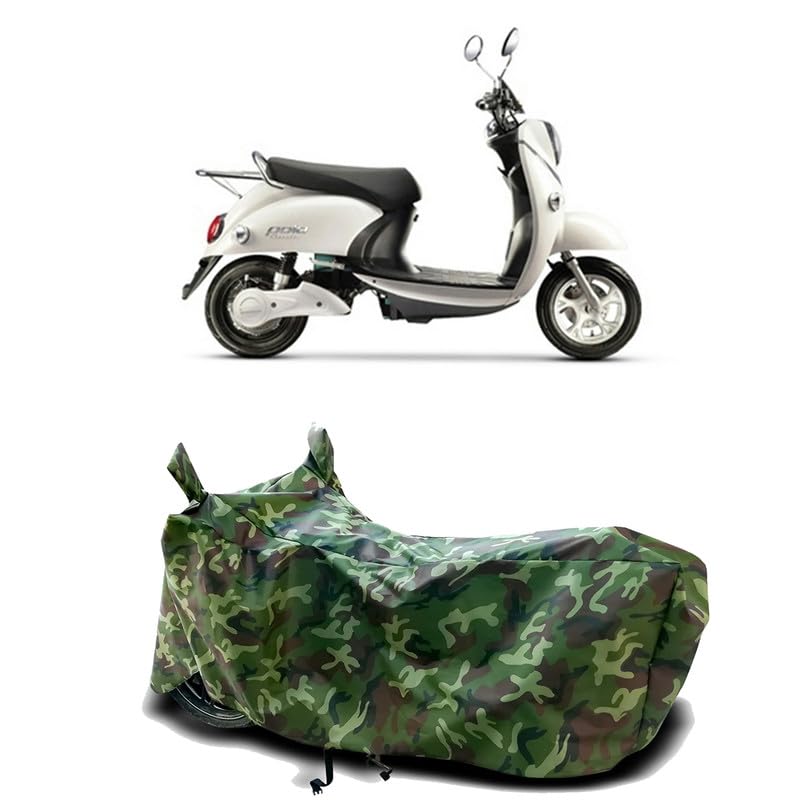 Image of DUFFEL-100% Heat Protection Two Wheeler Bike /Scooty Body Cover for Evolet Polo Water Resistance /UV-Rays /Birds Dropping /Scratchproof /Dust Proof /Waterproof[Green Jungle Print]