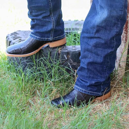 Image of Vaccari Men's Navarro Genuine Alligator Tail Leather Broad Square Toe Cowboy Boots