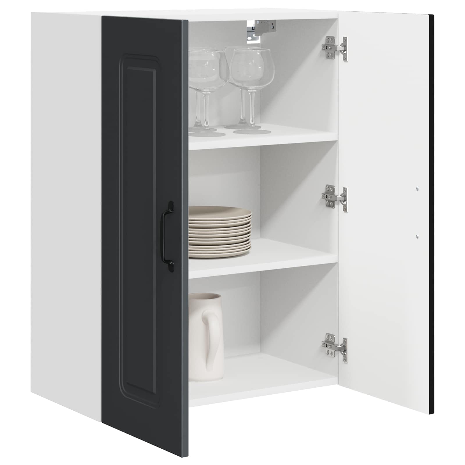 Mueble de Cocina Kalmar Negro 60 x 31 x 80 cm, Gabinete de Cocina Rectangular Moderno