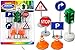 Trendario Kinder Verkehrsschilder Spielzeug, 7-teiliges Verkehrszeichen Set, Straßenschilder Spielzeug und Ampel mit Lichtfunktion