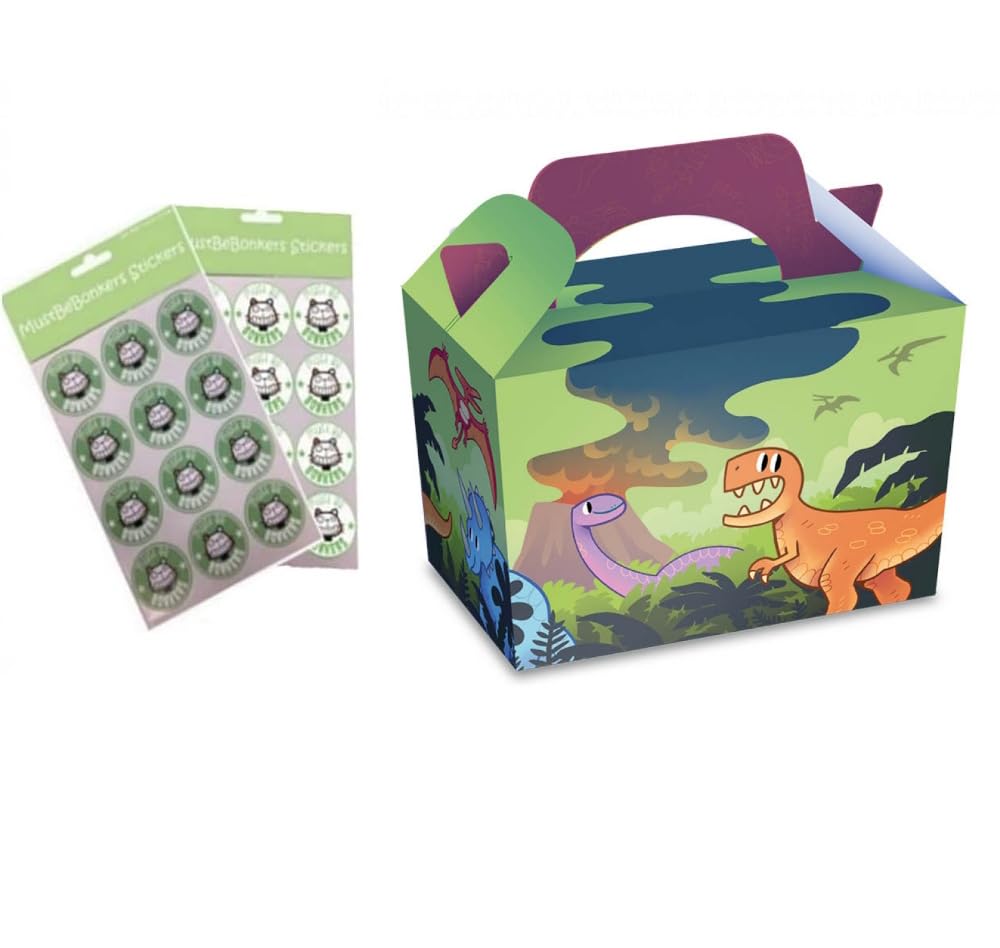 Playwrite 30 X Dinosaur Design Party Lunch/Food Boxes/With Seal Stickers