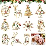 Kleemeiero 11PCS Broches Navideños con Diamantes de Imitación, Alfileres de Navidad para Mujeres, Pin Navideño para Decorar Ropa, Broches de Navidad para Regalo deNavidad y Adornos en Fiestas