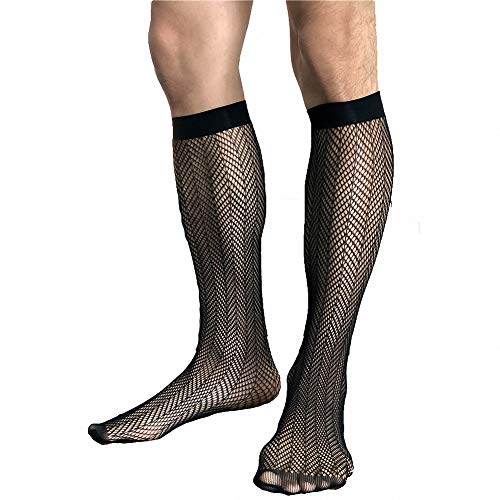 Goobester Men's Business Dress Stockings Formal Sheer For Suit Fishing Net Tube Socks