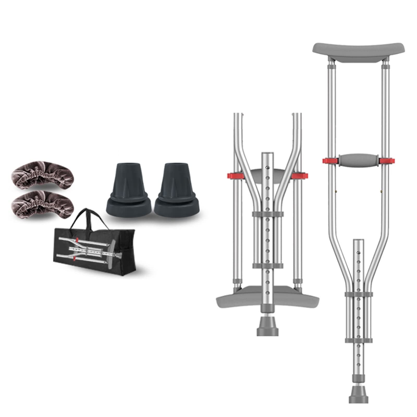 2 muletas plegables para las axilas, bastones ajustables con almohadillas suaves para las axilas y empuñadura ergonómica, para niños, jóvenes y adultos de 140 a 195 cm de altura, carga de 230 kg/507