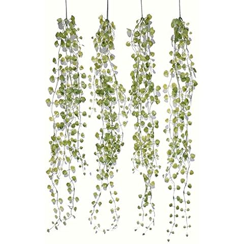 Gecter 31"-6 Pack Artificial Ivy Leaf Garland Plants Vine Hanging Wedding Garland Fake Foliage Flowers Home Kitchen Garden Office Wedding Wall Decor(Red) Cover