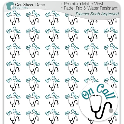 On Call Planner Stickers – 54 Vinyl Decals for Nurse Shifts, Doctor Schedules, Medical Work Planning, Healthcare Organization, Productivity Layouts, Bulleted Journaling, Functional Scheduling (1/2”)