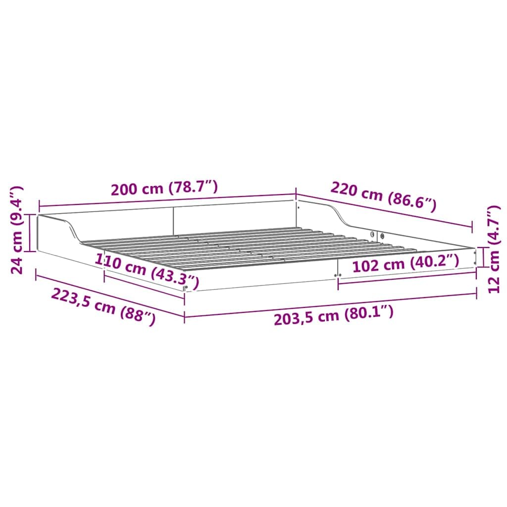 vidaXL Struttura del letto Marrone 200 x 220 cm Pino massello