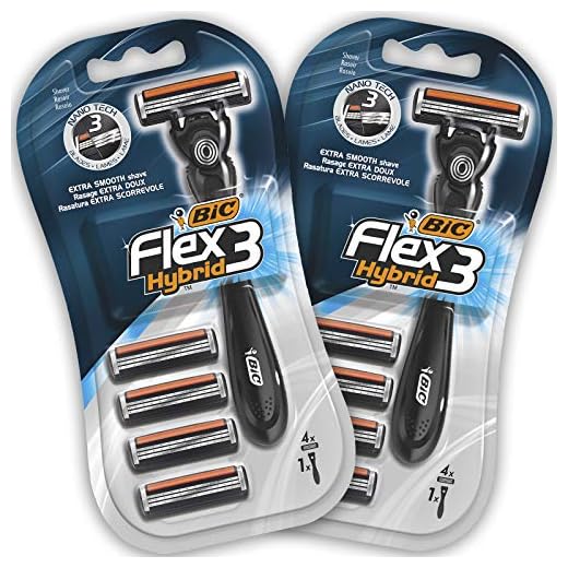 BIC Flex3 Hybrid Rakhyvlar för Män - 2 Hantag och 8 rakblad