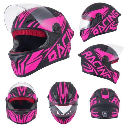 Image of Kids Motorcycle Helmet Full Face DOT Approved | Lightweight Child ATV Electric Dirt Bike Go-Kart Quad 4-Wheeler Mini Motorcycle Street Racing Helmet for Boy Girl Age 5-10
