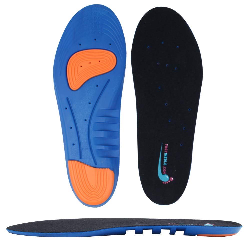 FOOTINSOLE.COM Memory Foam Shoe Inserts - Breathable Sport Shoe Insoles - Full Length Shoe Insert, Black, Small - Men (4-7.5), Women (4-8.5)