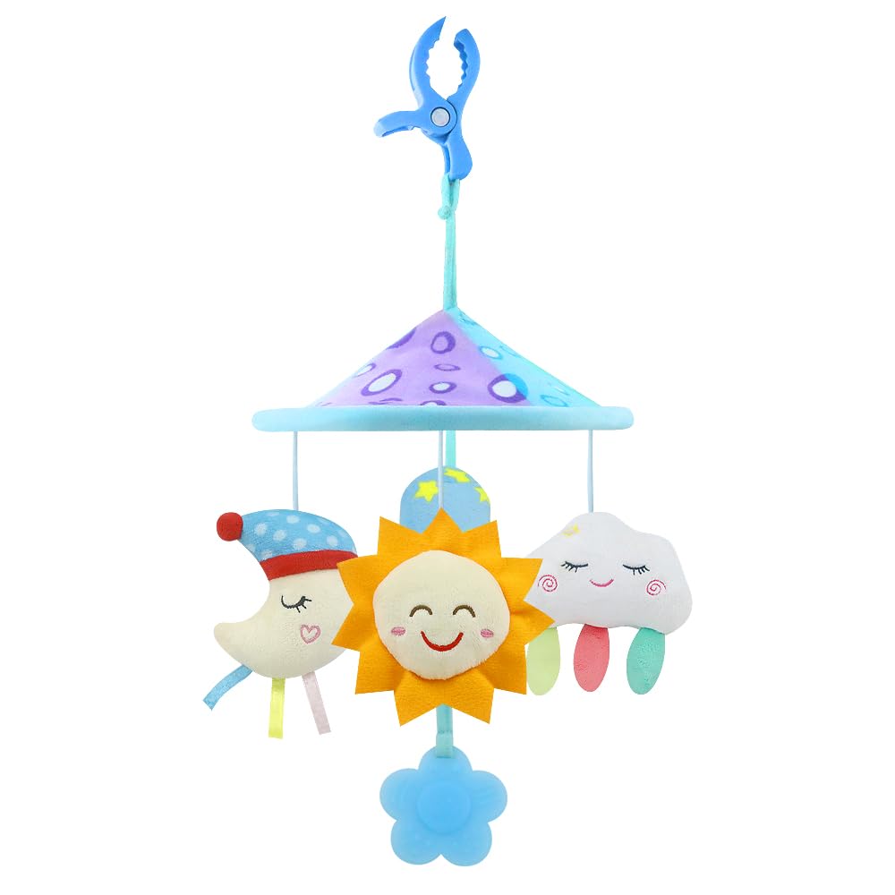 Baby Stroller toy for pack n play, Car seat toys with soft hanging Rattle for 0 Months & up (Sky)