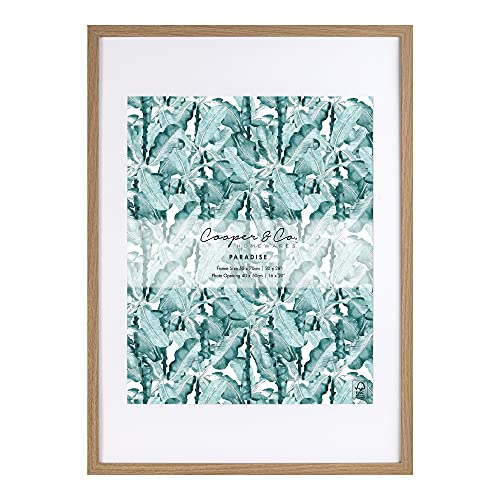 Cooper & Co. Homewares 50 x 70 cm Matt to 40 x 50 cm Premium Paradise Wooden Photo Frame, Oak (PF0008NA)