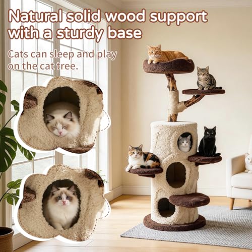 Árbol rascador de madera para gatos, 15x15x45 pulgadas miniatura 3