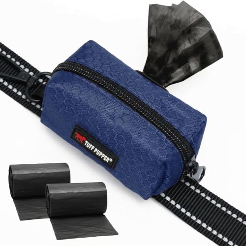 Image of Tuff Pupper Dog Poop Bag Holder | Works with Any Dog Leash | Zippered Waste Bag Dispenser | Waterproof with Rust-Proof Clip | Convenient Lightweight Design | Includes 2 Rolls of Leak-Proof Bags