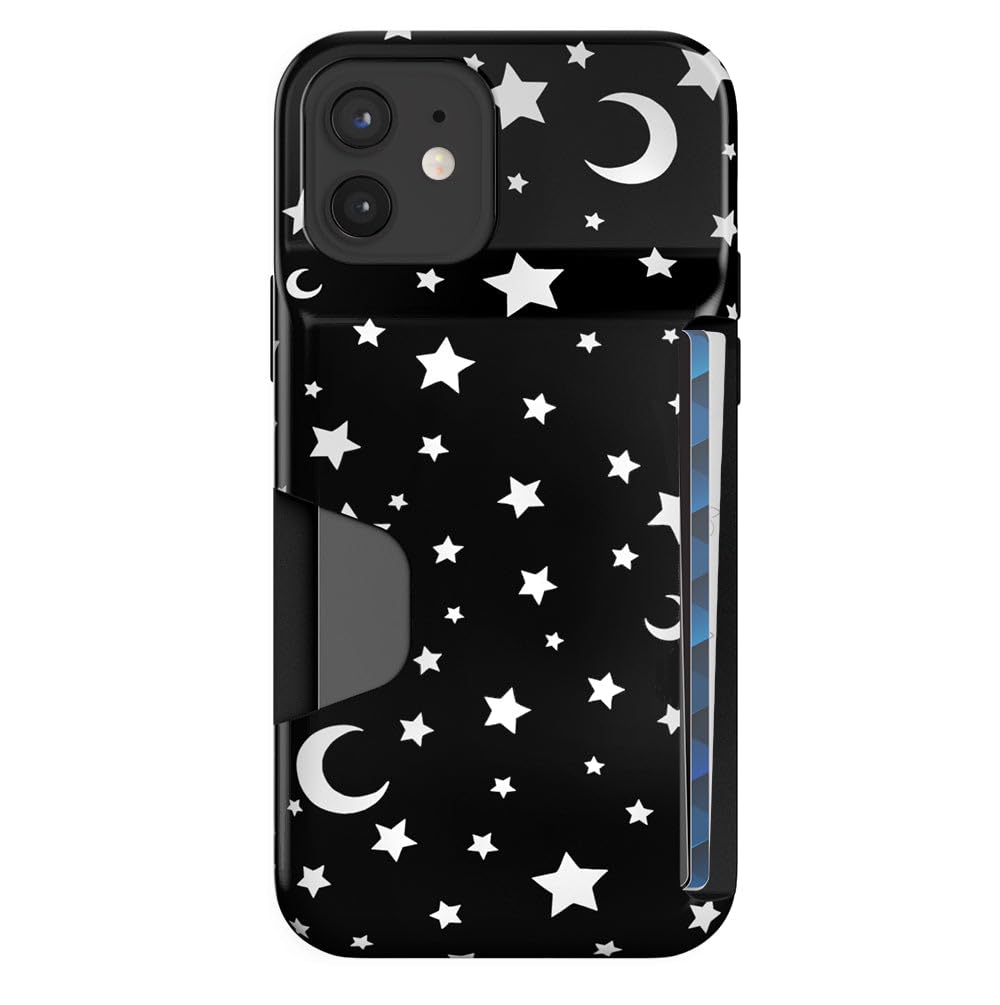 VELVET CAVIAR Compatible with iPhone 12/12 Pro Wallet Case for Women - Credit Card Holder - Slim, Protective Design [8ft. Drop Tested] - White Stars