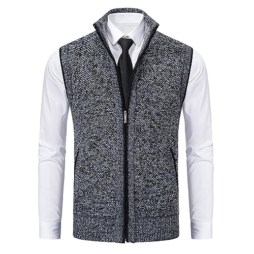 Mens Autumn and Winter Printed Pocket Knitted Wool Cardigan Vest Sweater Vest Valentines Sweater for Men 20244