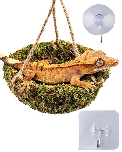 ORBIDYN Handmade Crested Gecko Tank Decor Hanging Shelter for Bearded Dragon Accessories Reptile Hammock Hermit Crab Snake and Other Small Reptiles