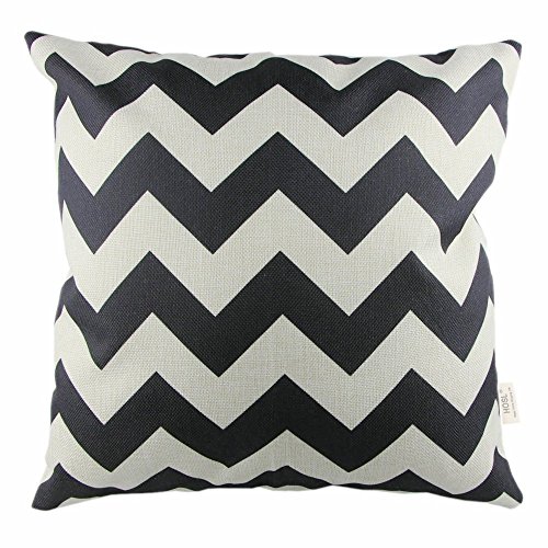 HOSL P61 4-Pack Sofa Home Decor Design Throw Pillow Case Cushion Covers Square 18 Inch (1x plus, 1x Geometry, 1x triangle, 1x Black Zig Zag Chevron) Case Only, NO PILLOW - Thumbnail 2