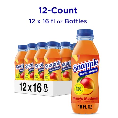 Image of Snapple Mango Madness Flavored Juice Drink, 16 fl oz recycled plastic bottle, Pack of 12