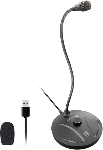 Miniatura 8 de JOUNIVO Micrófono USB para computadora con botón de silencio, condensador plug&play, escritorio, PC, portátil, Mac, micrófono PS4 - diseño de cuello