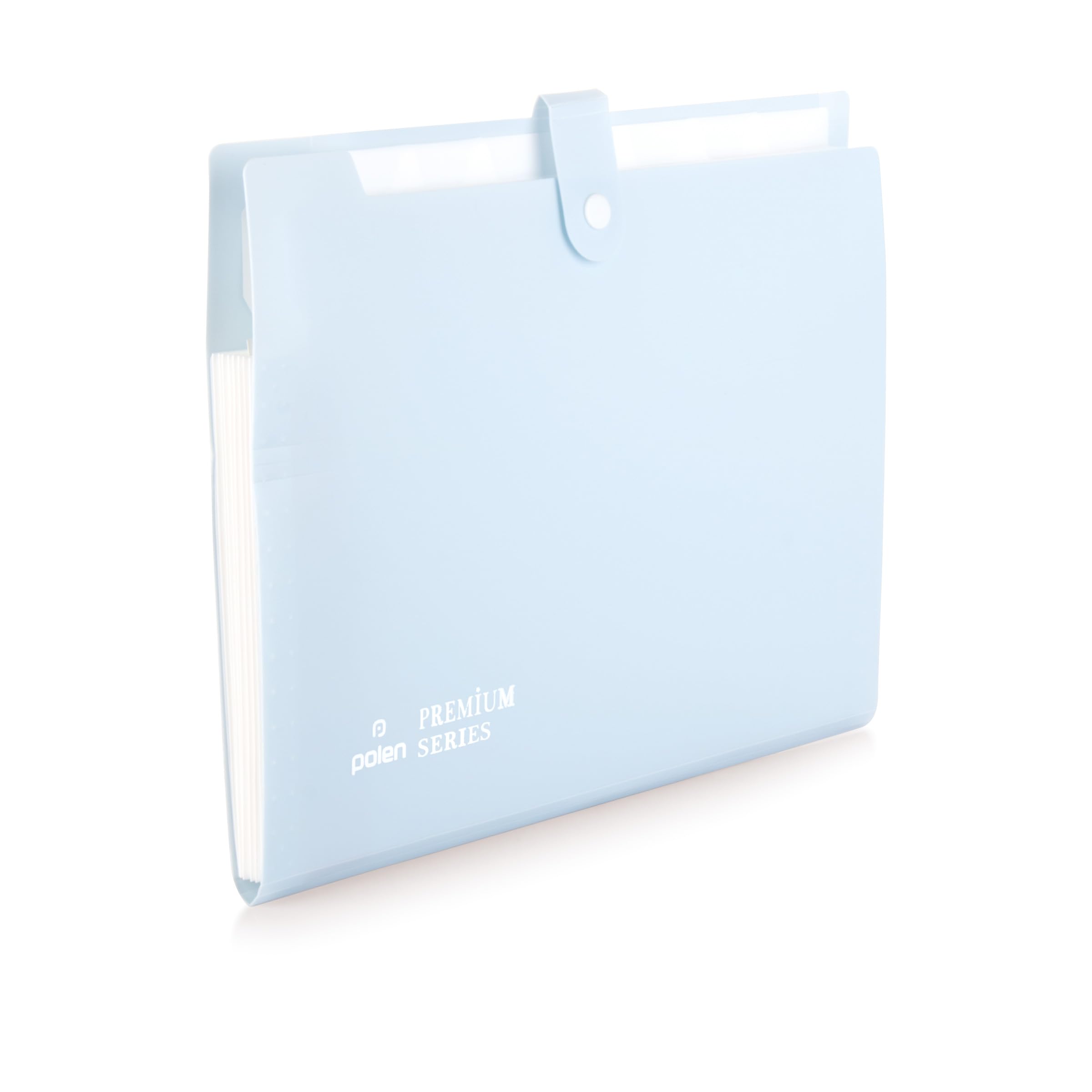 POLEN 8 Pocket Expanding File Folder Letter FS (Fits FS Paper) Accordion Document Organizer, Adjustable Buckle Folder Pocket Folder for School Office Home (Pestal Blue)