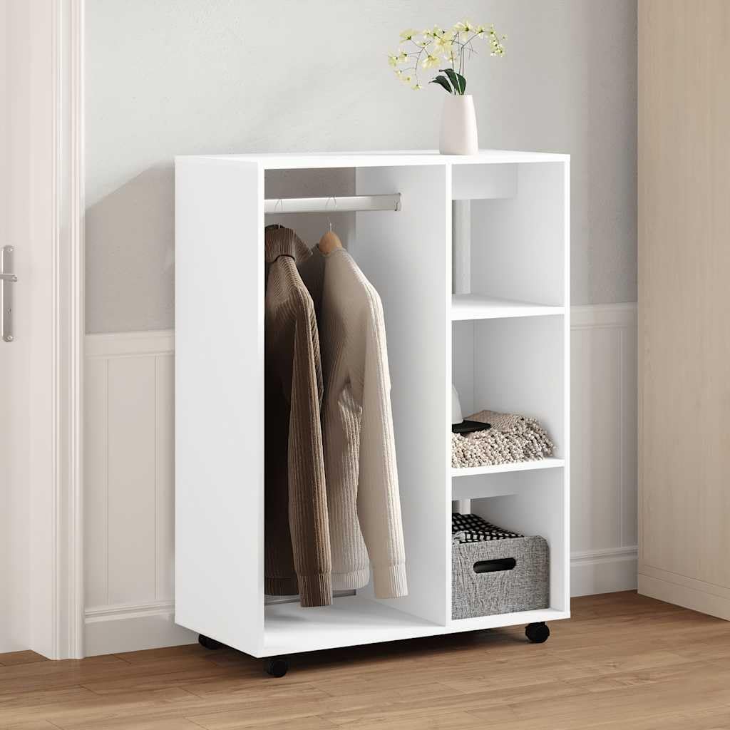 Armario blanco de madera 80 x 40 x 110 cm con barra para colgar, estante, cajón y estante, ahorra espacio, modular para dormitorio y pasillo