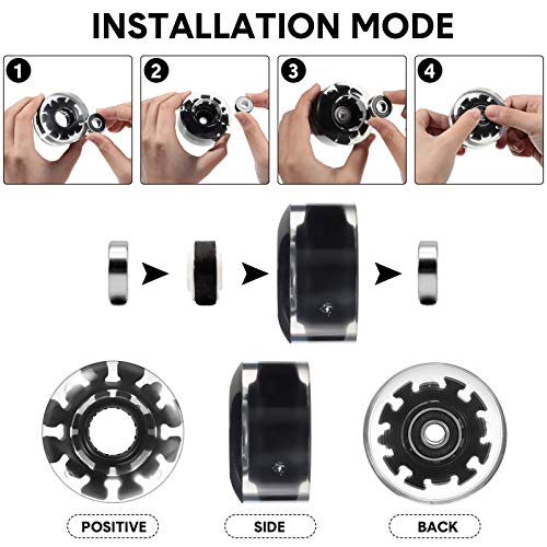 image for Sumind 4 Piece LED Roller Skate Wheels Luminous Quad Skate Wheels Outd