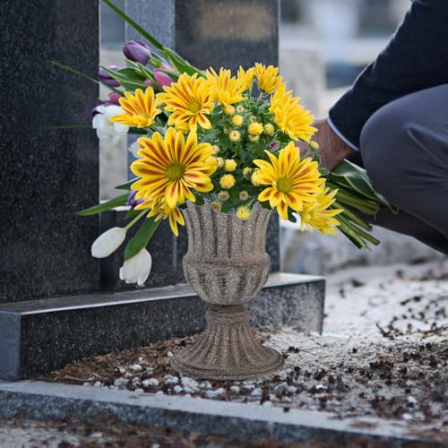 Pot de fleurs extérieur cimetière solide contre le vent - Lot de 2