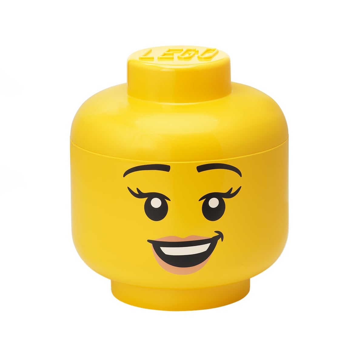 Room Copenhagen Iconic Storage Head Large, Stackable Storage Box, 8,5 L, Yellow, Happy Girl