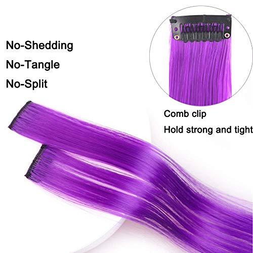 Ynhiag 22 Inch Multiple Color Party Highlights Straight Hair Clip Extension/Hair Extensions Cospaly Fashion Party Christmas Gift Straight Hairpieces For Women Teens Girls Kids 10 Pcs thumb #2